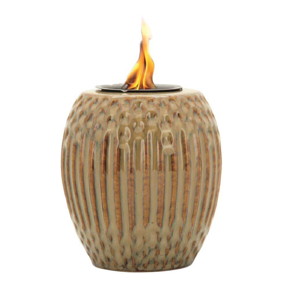 Pacific Decor Ribbed Fire Pot In Tan Brown 55484 0 The Home Depot Ribbed Fire Pot In Tan Brown