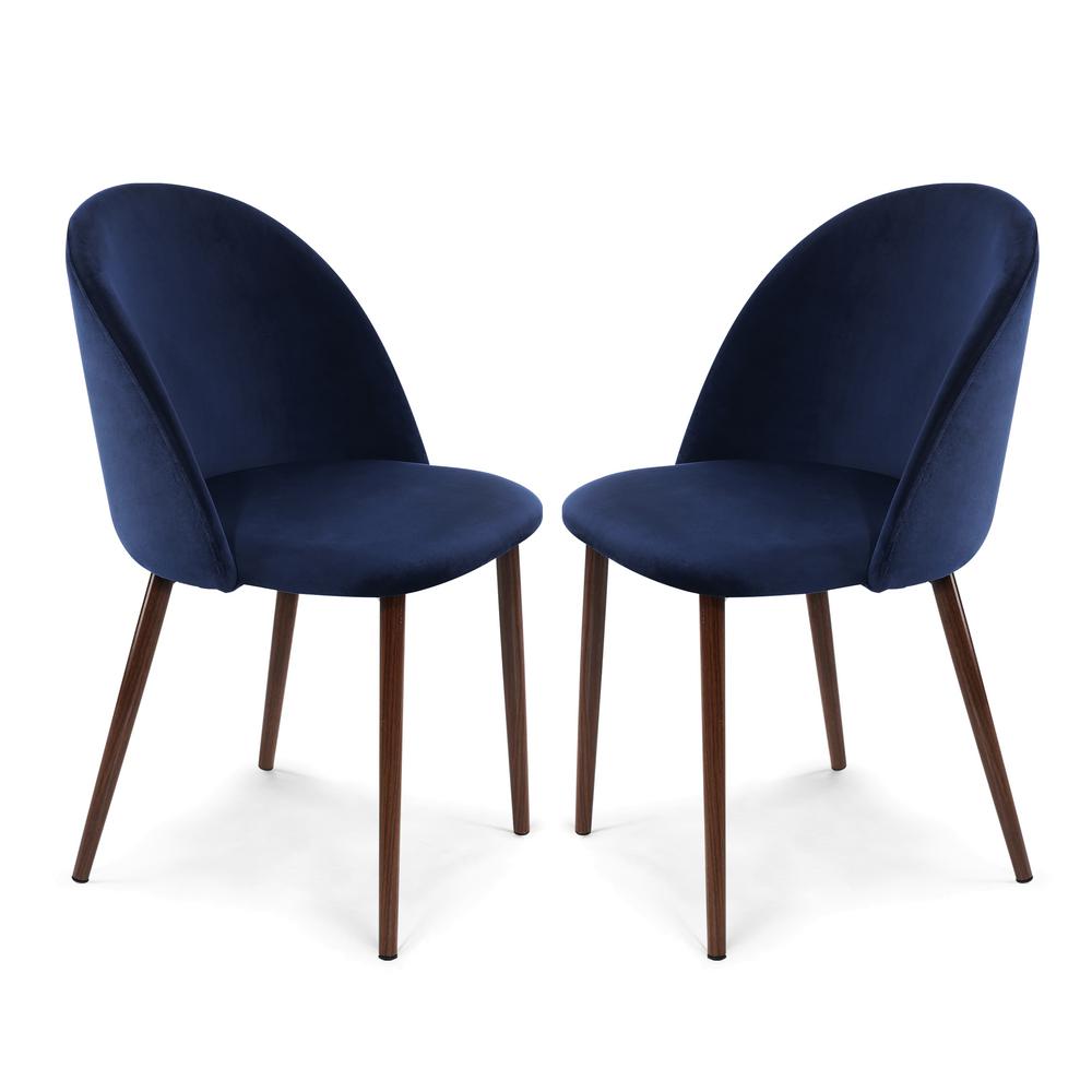 Poly and Bark Sedona Space Blue Velvet Dining Chair (Set of 2)-HD-373