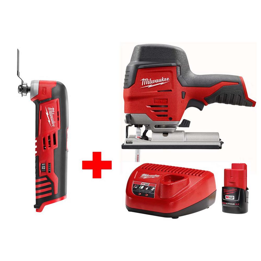 Milwaukee M12 12Volt LithiumIon Cordless Jig Saw and MultiTool Combo