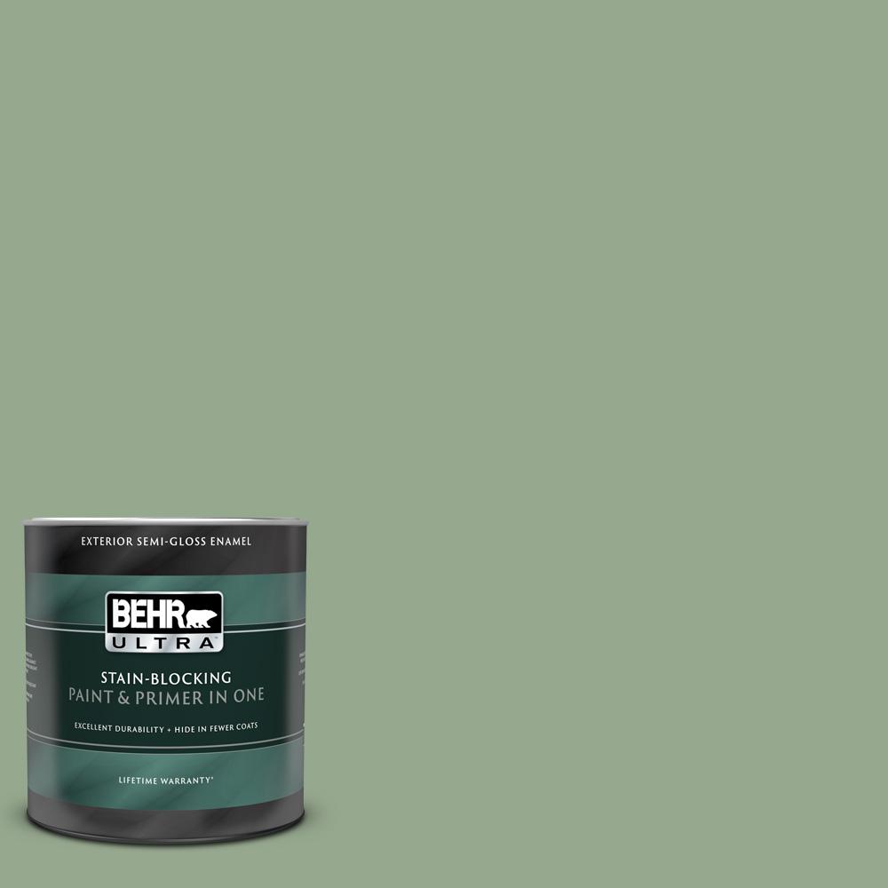 BEHR ULTRA 1 qt. PPU1105 Pesto Green SemiGloss Enamel Exterior Paint