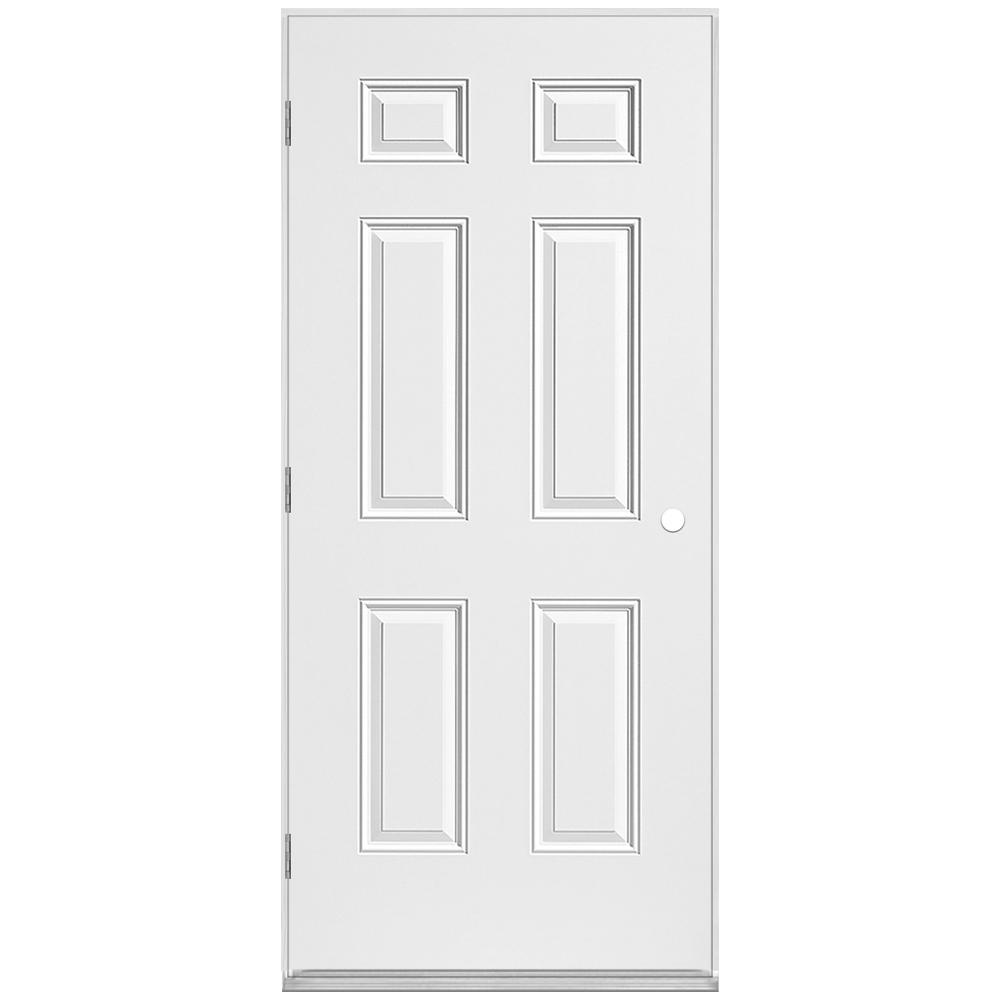 Masonite 36 In X 80 In Utility 6 Panel Left Hand Inswing Primed