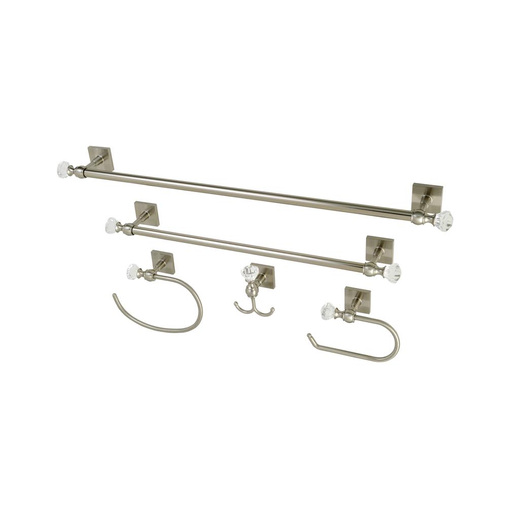 Nickel Kingston Br Bathroom Hardware Bath Accessories The Square Crystal 5 Piece Bath Hardware