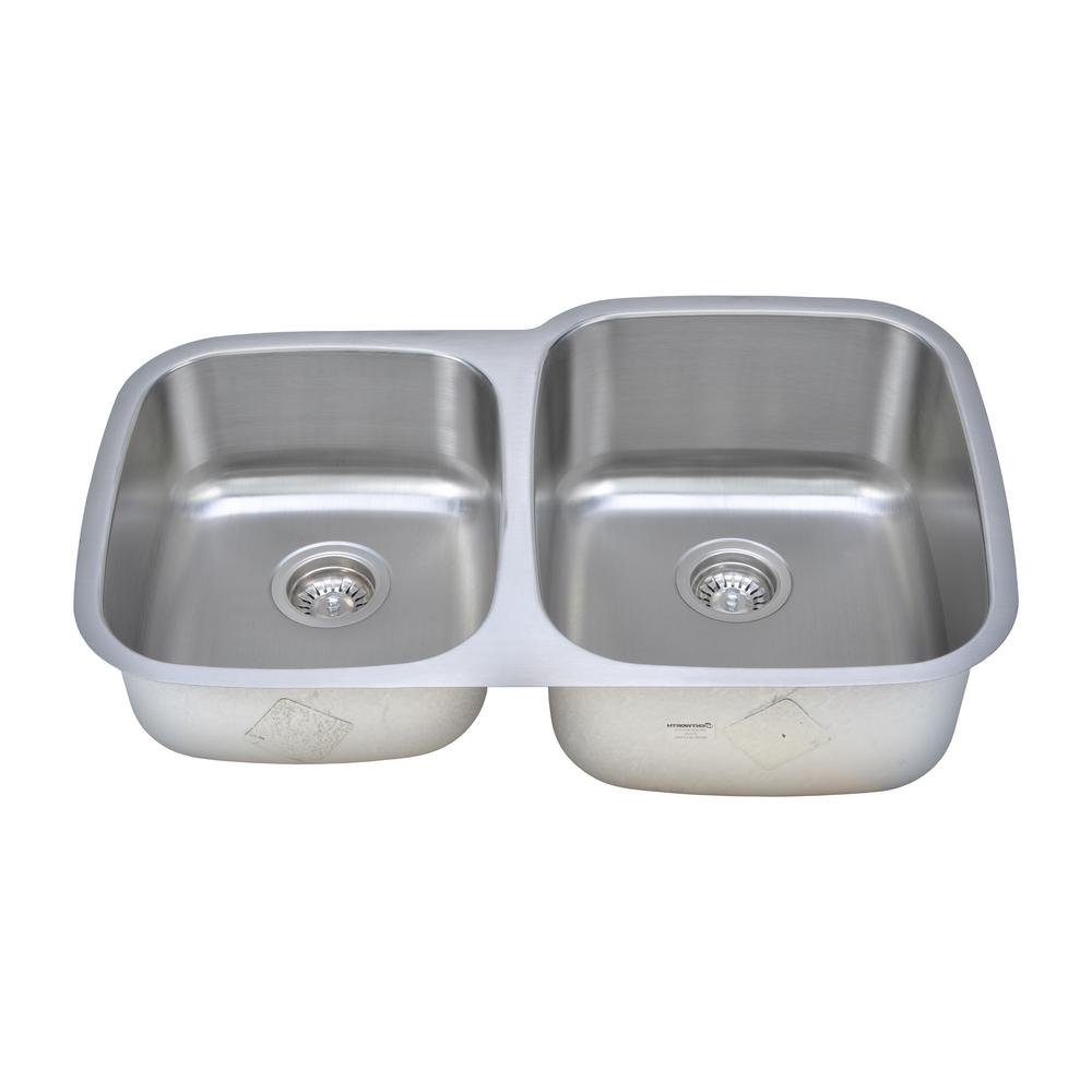Wells The Chefs Series Undermount Stainless Steel 32 in. 40/60 Double