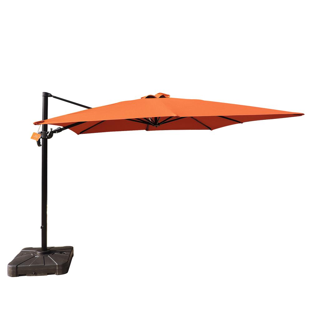 Island Umbrella Santorini Ii 10 Ft Square Cantilever Patio Umbrella In Terra Cotta Sunbrella Acrylic Nu6050 The Home Depot