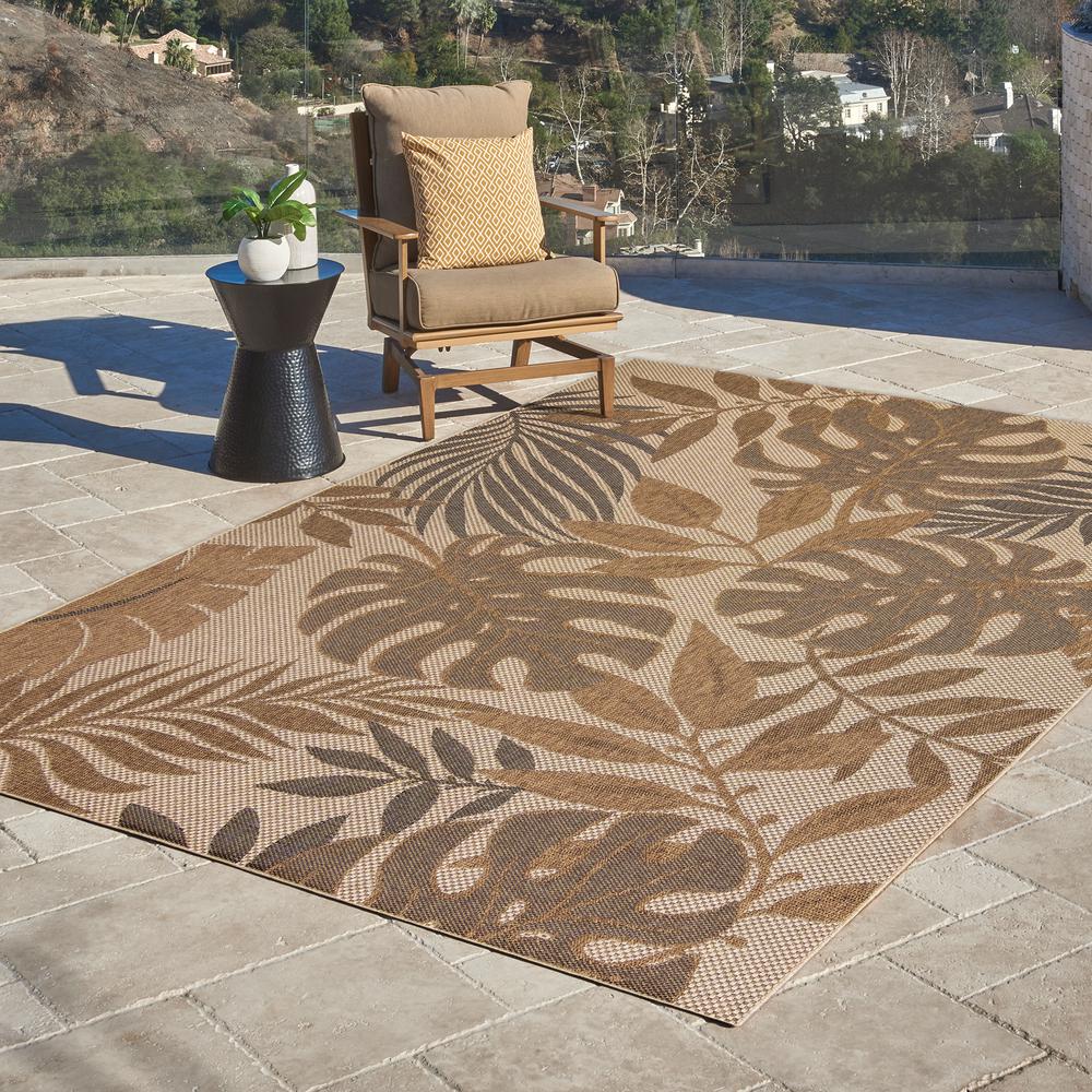 Studio By Brown Jordan Anaco Chestnut And Black 8 Ft X 10 Ft Floral Indoor Outdoor Area Rug 18817 The Home Depot