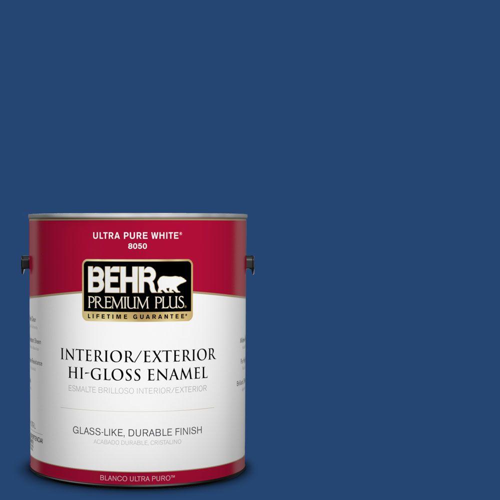 Behr Premium Plus 1 Gal S H 580 Navy Blue Hi Gloss Enamel Interior S H 580 Navy Blue Hi Gloss Enamel Interior Exterior Paint