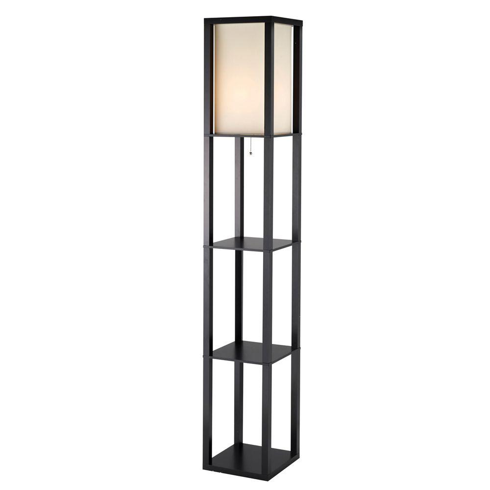 Adesso Titan 72 In Black Shelf Floor Lamp 3193 01 The Home Depot