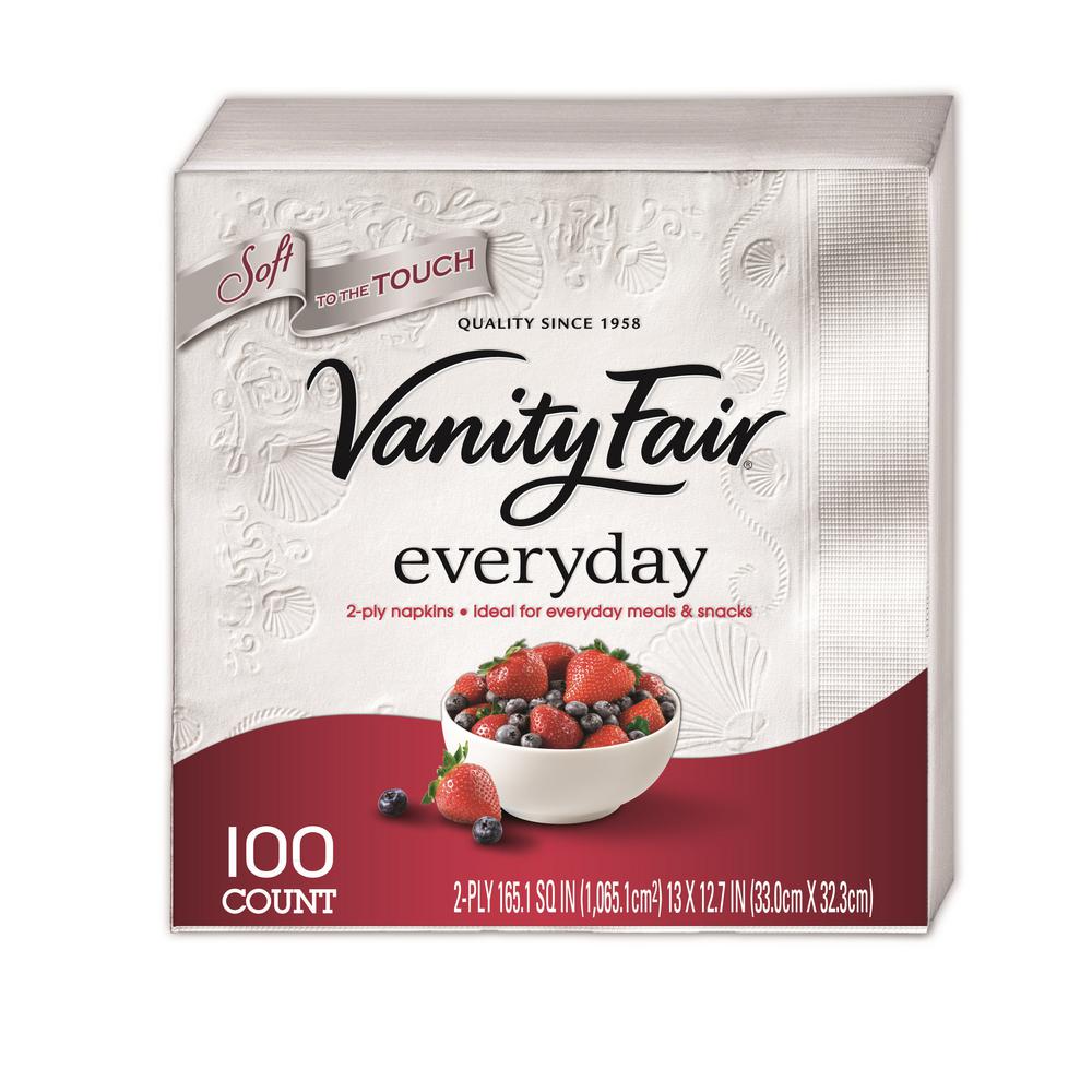 Vanity Fair White Paper Napkins 100 Pack 35501 The Home Depot