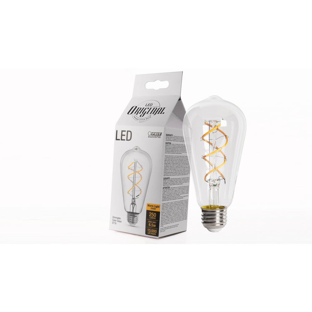 Feit Electric 40w Equiv Soft White St19 Dimmable Led Antique Edison Feit Electric 40w Equiv Soft White St19 Dimmable Led Antique Edison Spiral Clear Gl Filament