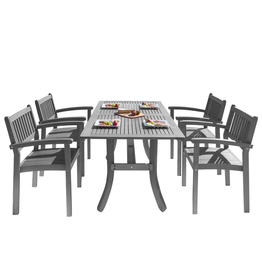 Vifah Renaissance 5 Piece Wood Rectangular Outdoor Dining Set V1300set13 The Home Depot