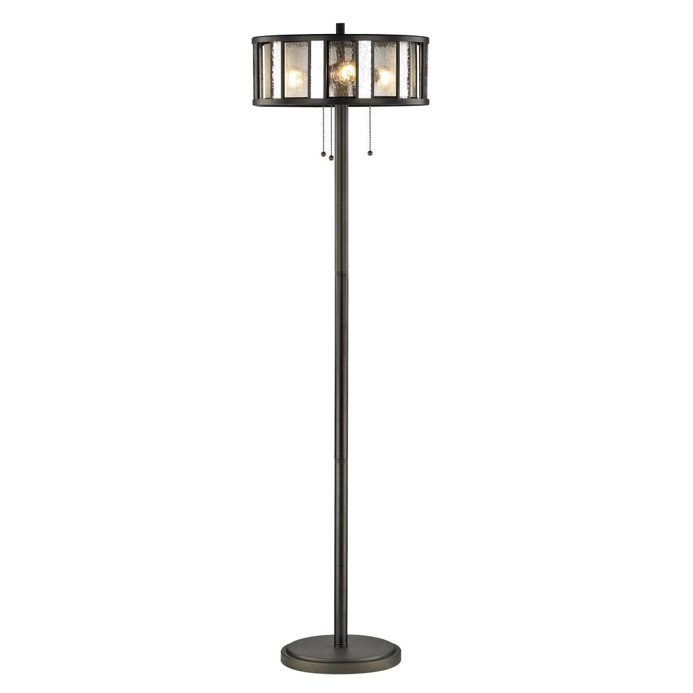 Filament Design Edith 60 25 In 3 Light Bronze Floor Lamp With 3 Light Bronze Floor Lamp With Silver Mercury And Clear Seedy Glass Steel Shade