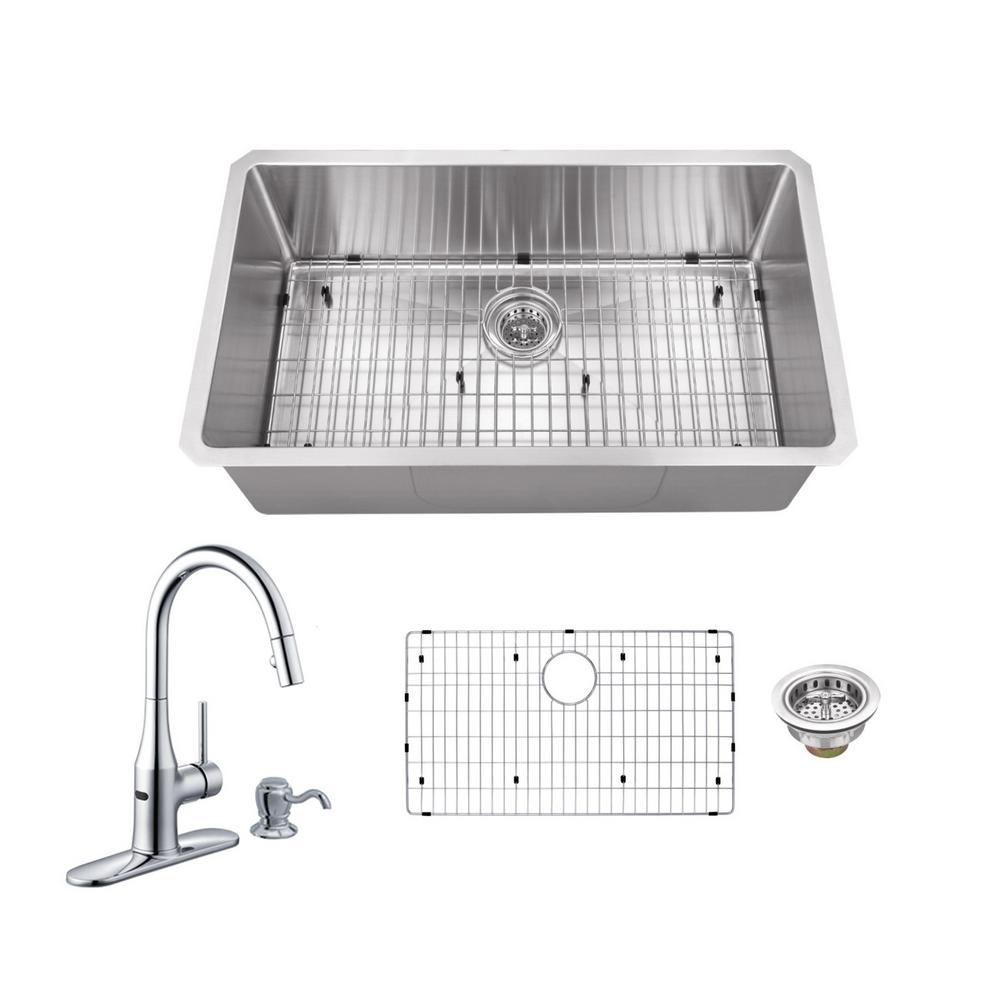Schon All In One Undermount Stainless Steel 32 Single Bowl Schon All In One Undermount Stainless Steel 32 Single Bowl Kitchen Sink With Faucet