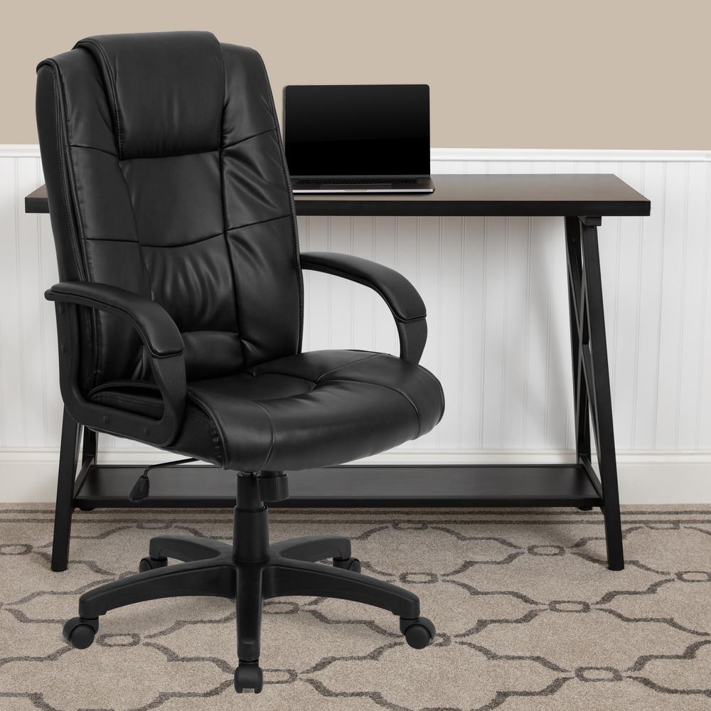 Flash Furniture Black Leather Office Desk Chair Go5301bbklea The Home Depot