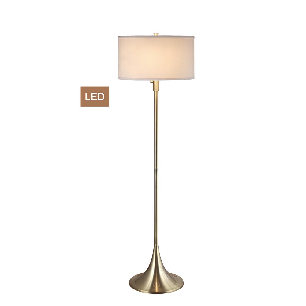 Artiva 63 In Antique Satin Brass 2 Light Led Floor Lamp With Dimmer Antique Satin Brass 2 Light Led Floor Lamp With Dimmer