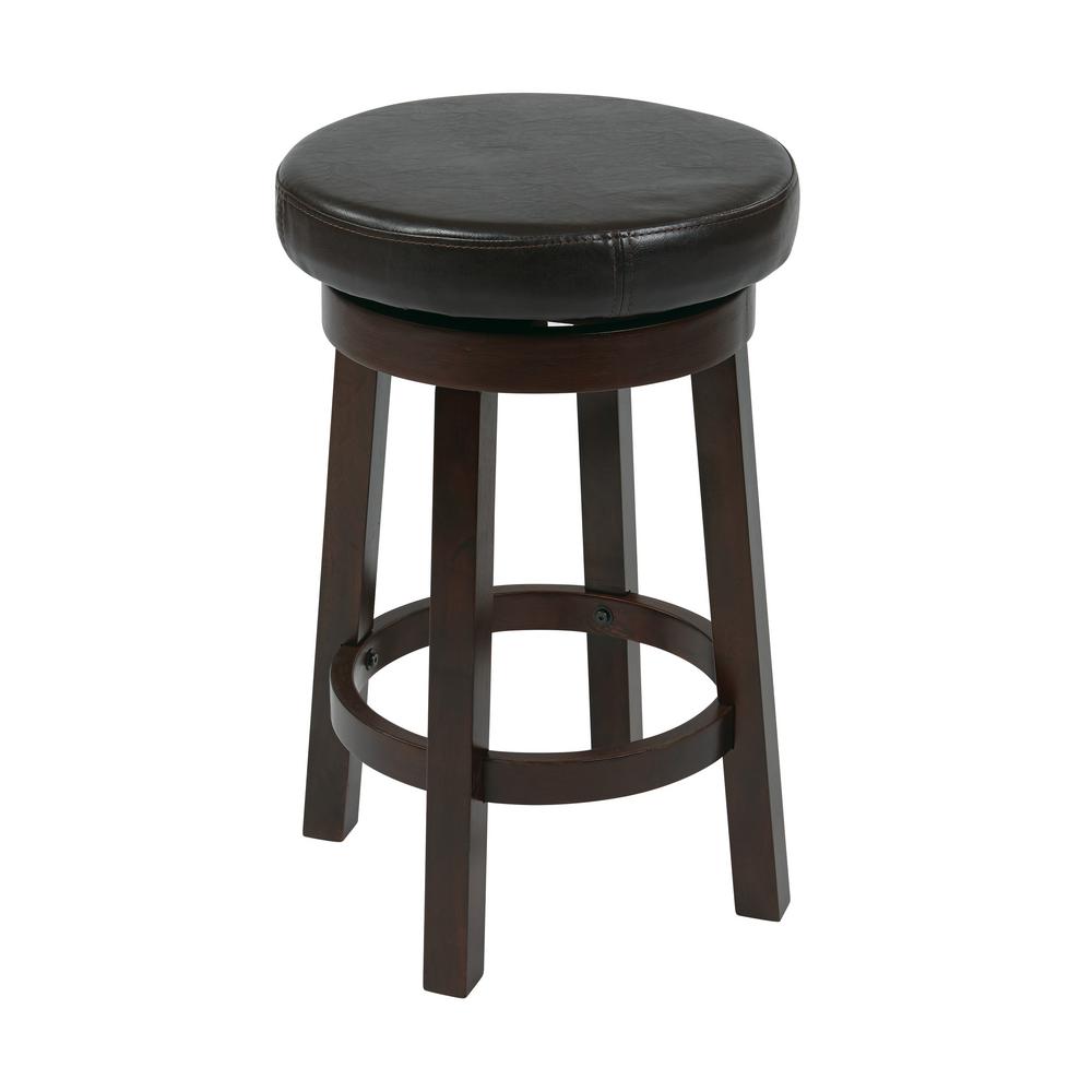 Osp Designs Metro 24 In Espresso Faux Leather Round Barstool Osp Designs Metro 24 In Espresso Faux Leather Round Barstool