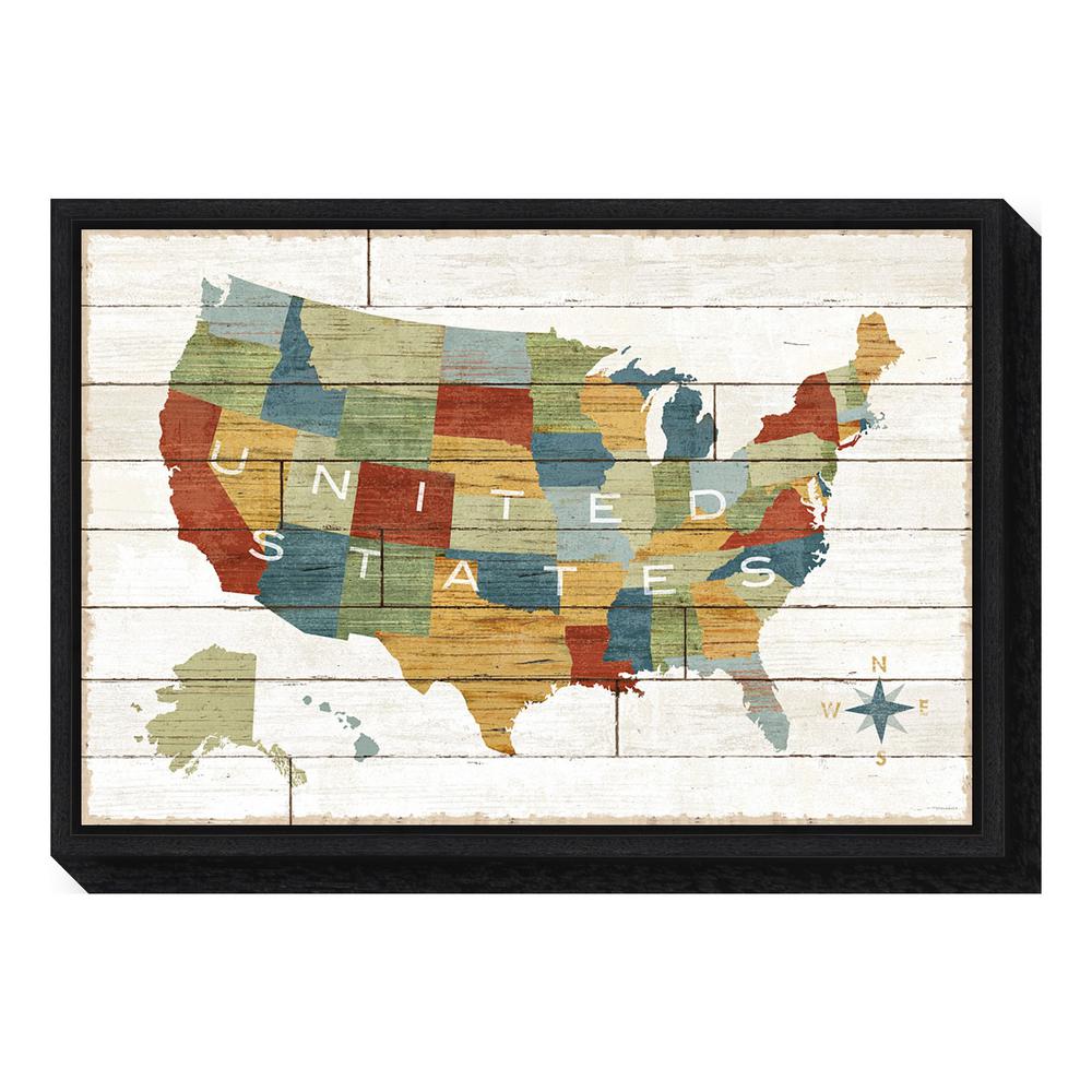 Amanti Art Barnboard Map By Sue Schlabach Framed Canvas Wall Art