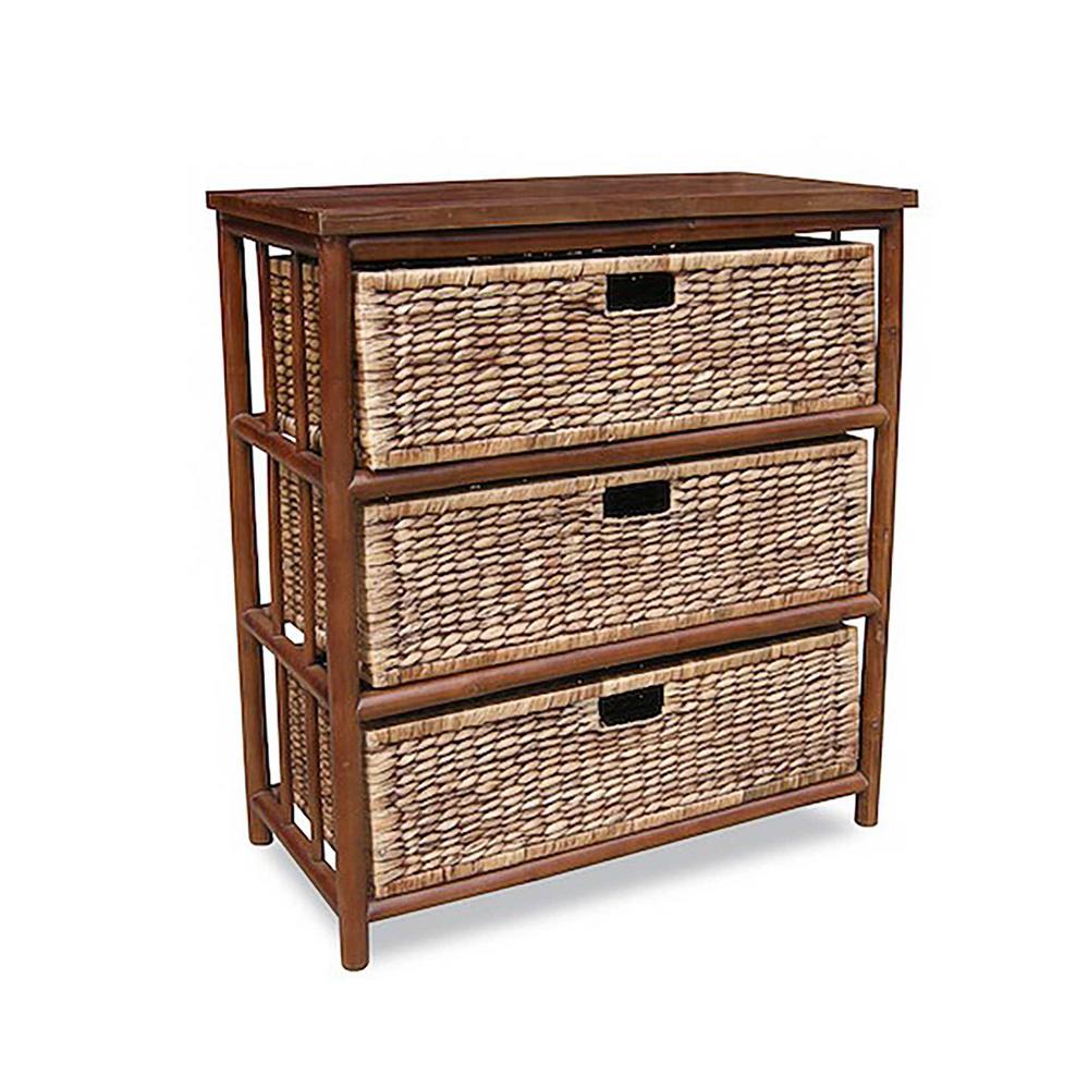 shelly assembled 30 in. x 30 in. x 15.25 in. brown bamboo open sided  storage cabinet with 3-baskets