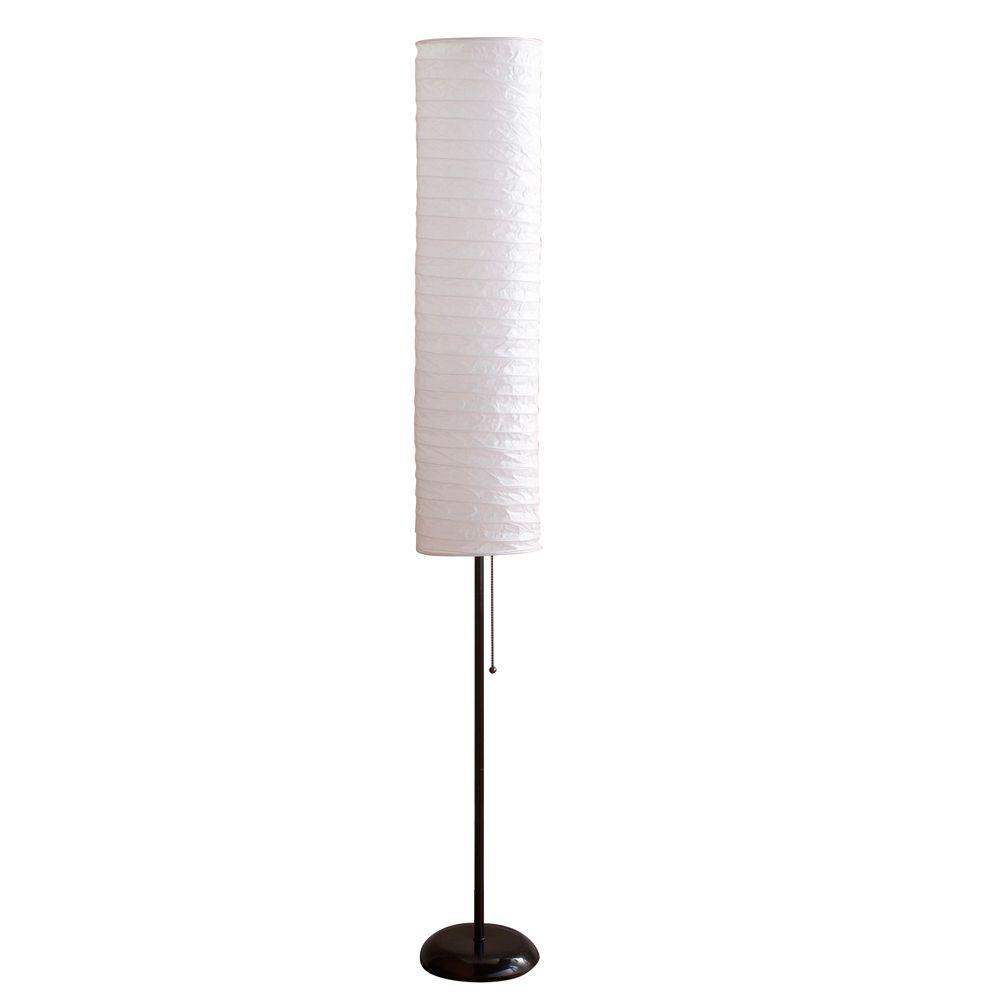 58 in. Black Paper Shade Floor Lamp with Pull Chain18295003 The