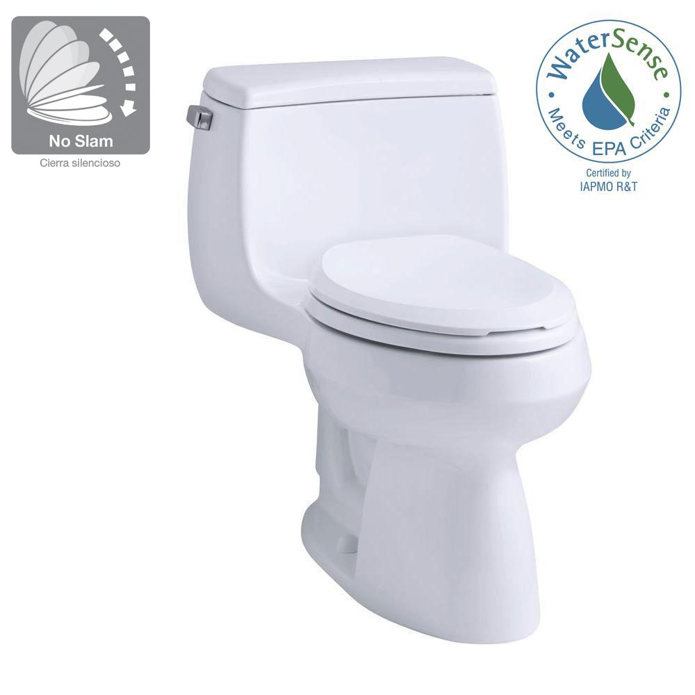 KOHLER Gabrielle Comfort Height 1-Piece 1.28 GPF Single Flush Compact  Elongated Toilet with AquaPiston Flush in White