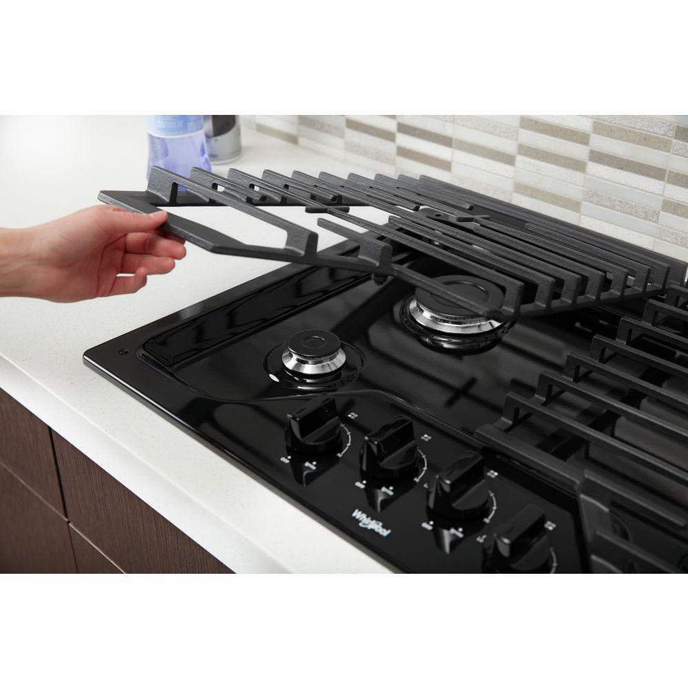 Whirlpool 30 In Gas Cooktop Black With 4 Burners And Ez 2 Lift Whirlpool 30 In Gas Cooktop Black With 4 Burners And Ez 2 Lift Hinged Cast Iron Grates