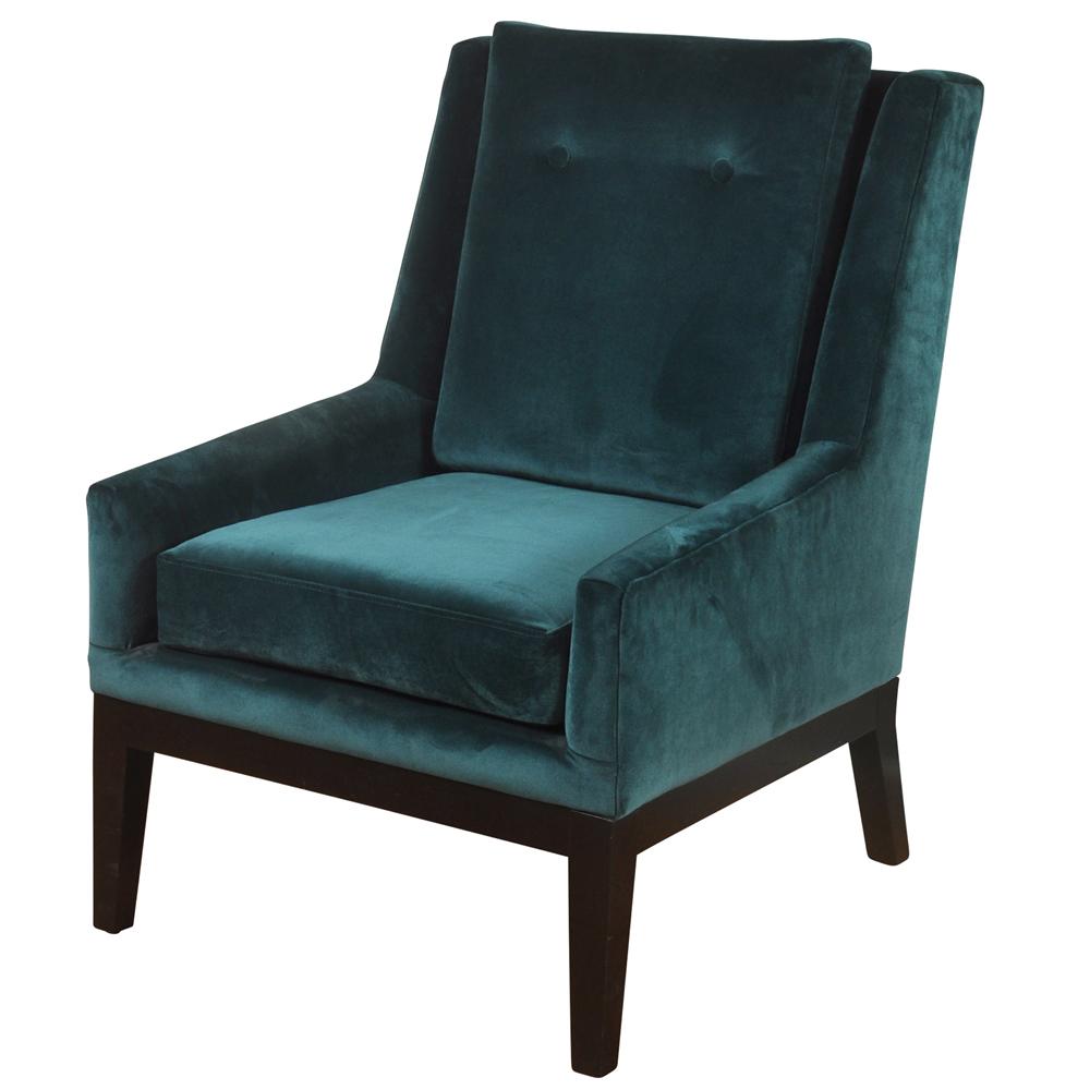 Silk Road Dark Espresso Brown And Teal Blue Lounge Chair With Semi Attached Back Rest
