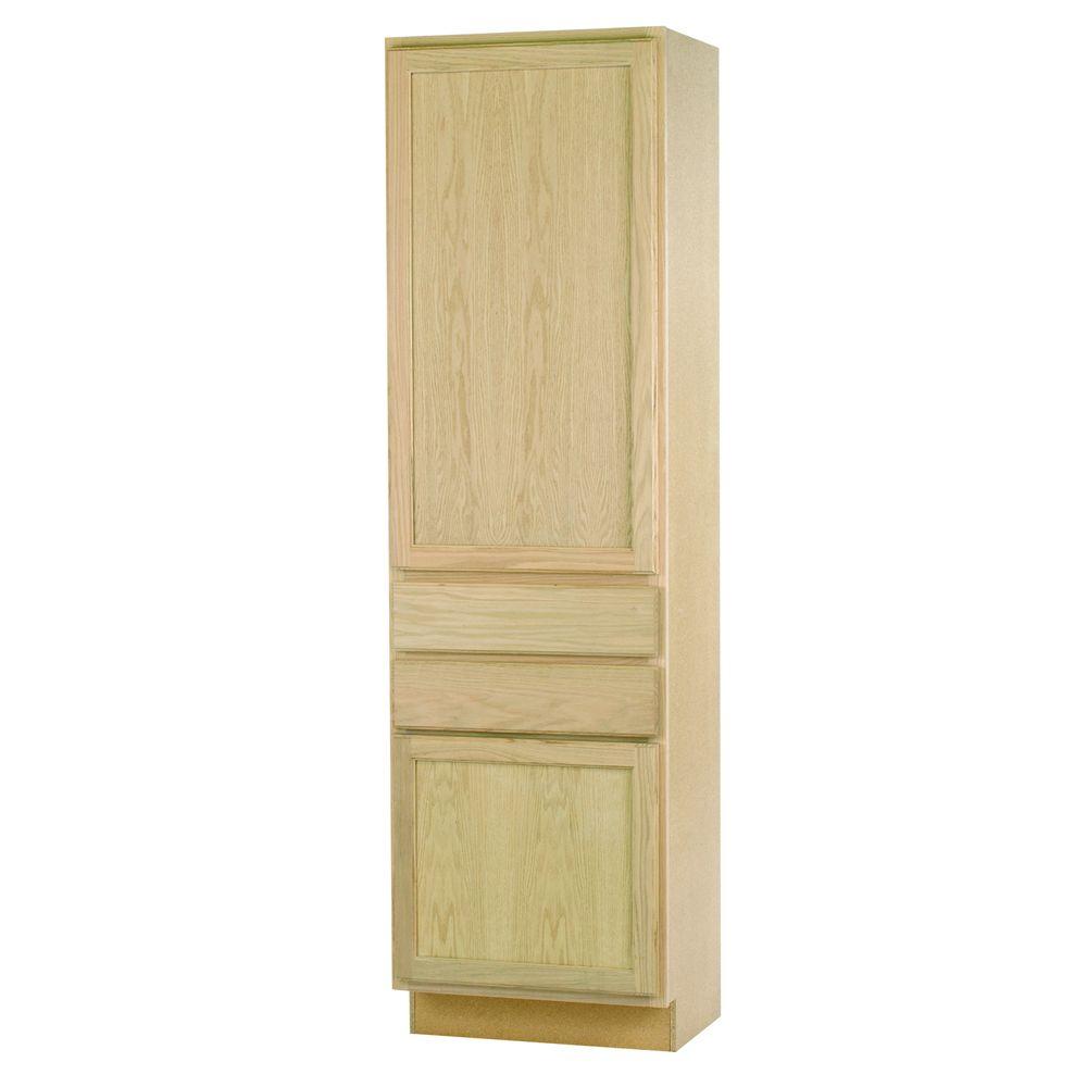 Assembled 24x84x18 In Pantry Kitchen Cabinet In Unfinished Oak