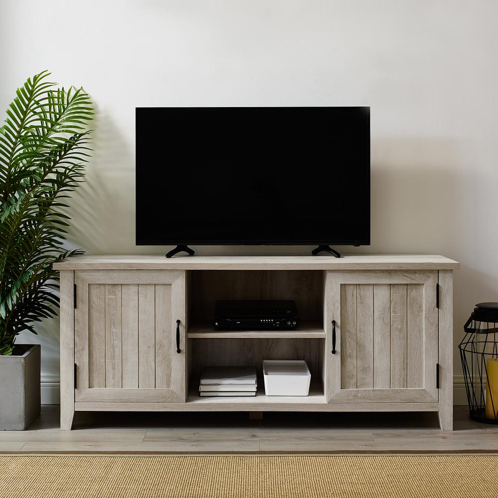 Walker Edison Furniture Company 58 In White Oak Modern Farmhouse Tv