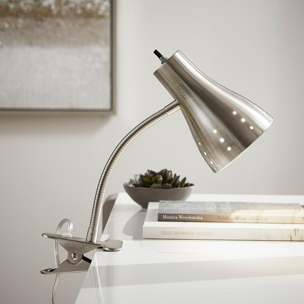 Satin Chrome Clip Lamp, Clamp On Desk Lamp Home Depot