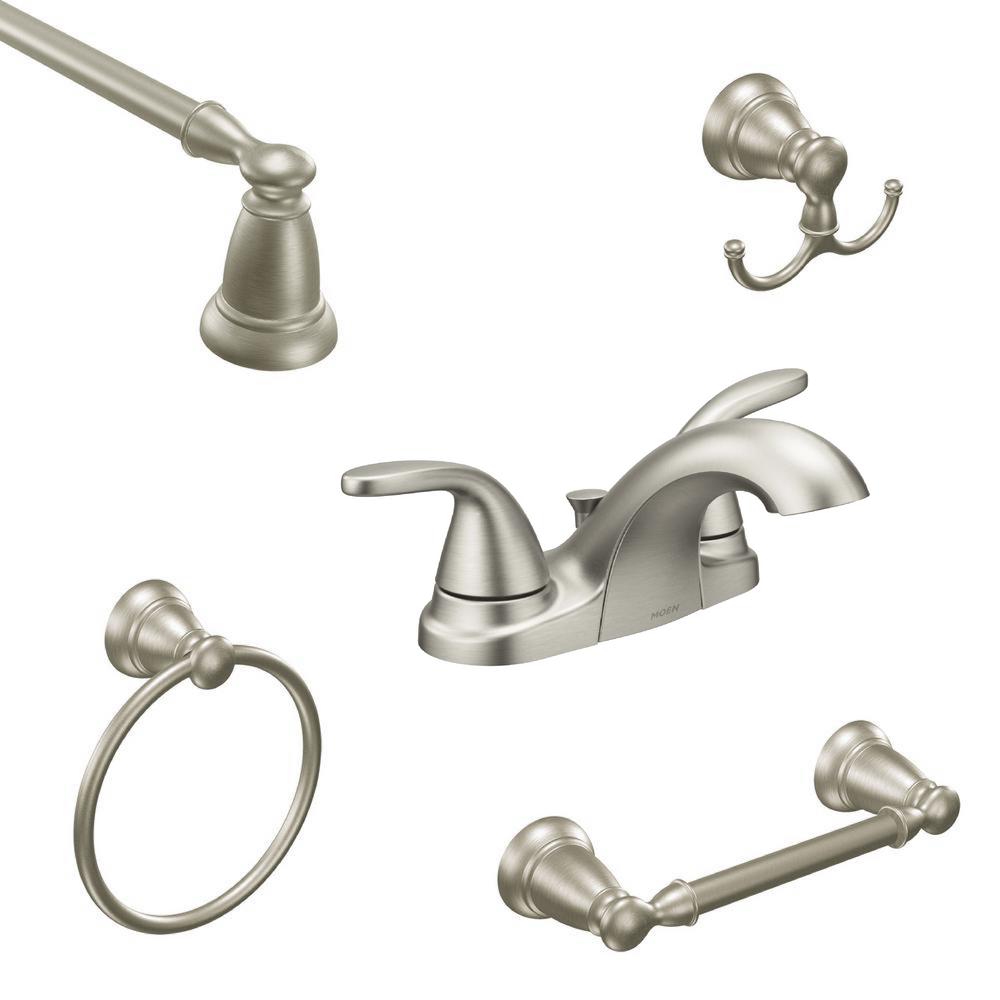 Moen Adler 4 In Centerset 2 Handle Bathroom Faucet With 4 Piece