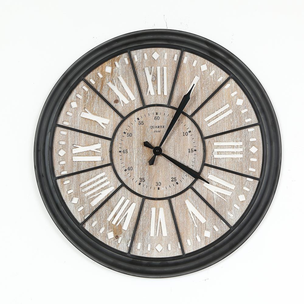 Winsome House 26.8 in. Dia MDF and Iron Wall ClockWHA515 The Home Depot