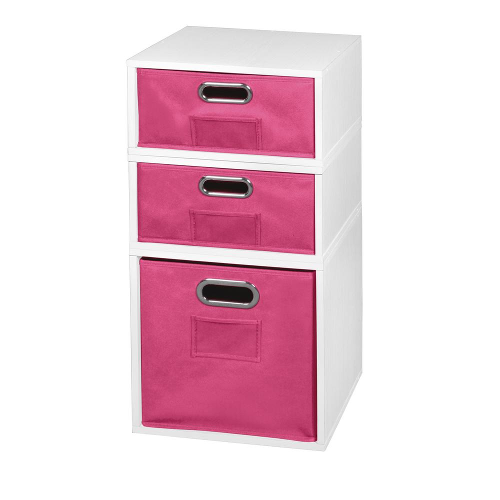 Niche Cubo 13 In X 26 White 3 Cube Organizer With Pink Foldable Storage Bins