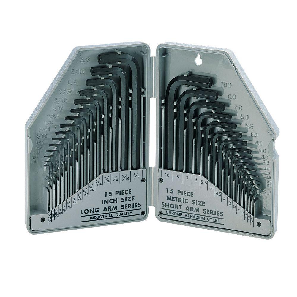 METRIC /& IMPERIAL ALLEN KEYS 30 PIECE HEXAGON WRENCH SET IN STORAGE CASE