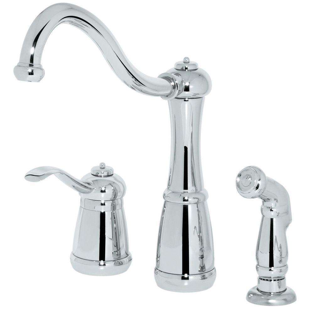 Pfister Marielle Single Handle Side Sprayer Kitchen Faucet In Polished Chrome LG NCC The