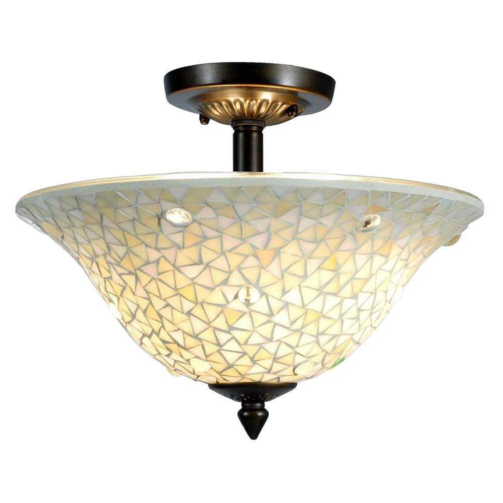 Brass Flush Mount Lights Lighting The Home Depot Mosaic Clear 3 Light Antique Brass Ceiling Flushmount