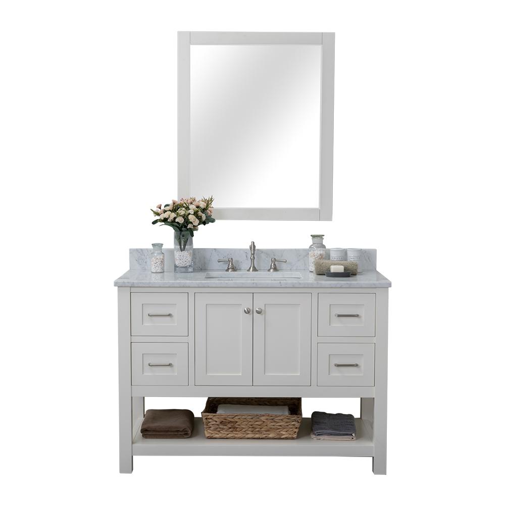Alya Bath Wilmington 48 In W X 34 2 H 22 D Vanity Gray With Marble Top White Basin