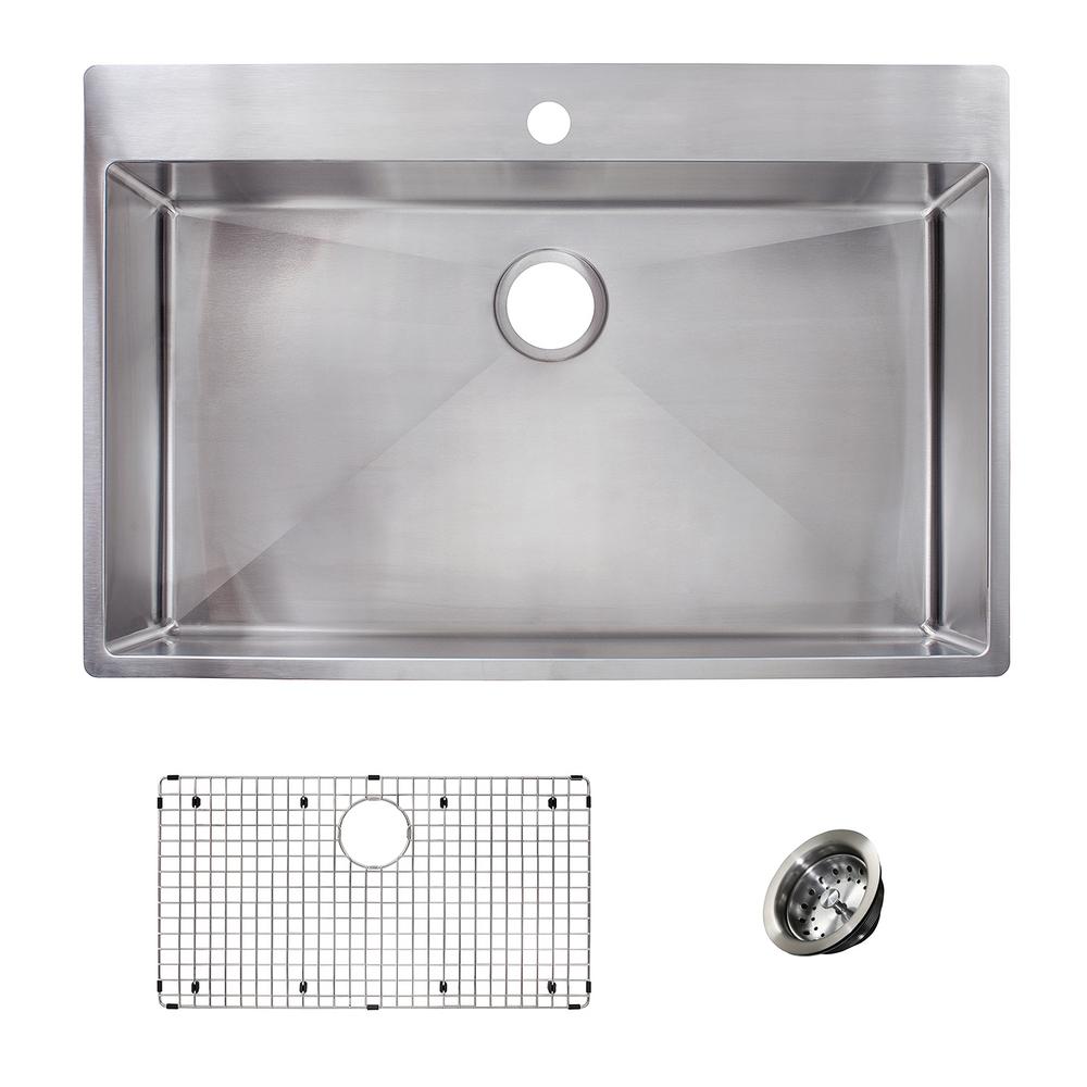 Franke Vector All In One Dual Mount Stainless Steel 33 In 1 Hole Single Bowl Kitchen Sink Kit