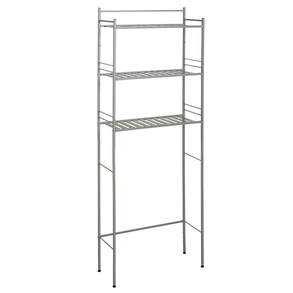 Glacier Bay Slat Style 24 in. W x 9.5 in. D x 64.5 in. H Spacesaver in Nickel