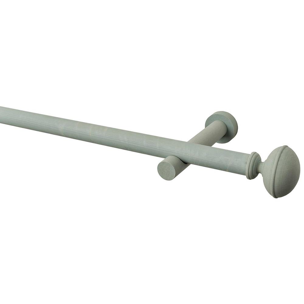 LTL Home Products 63 in. Intensions Curtain Rod Kit in Cloud with Saxo Flat Finials and Ceiling