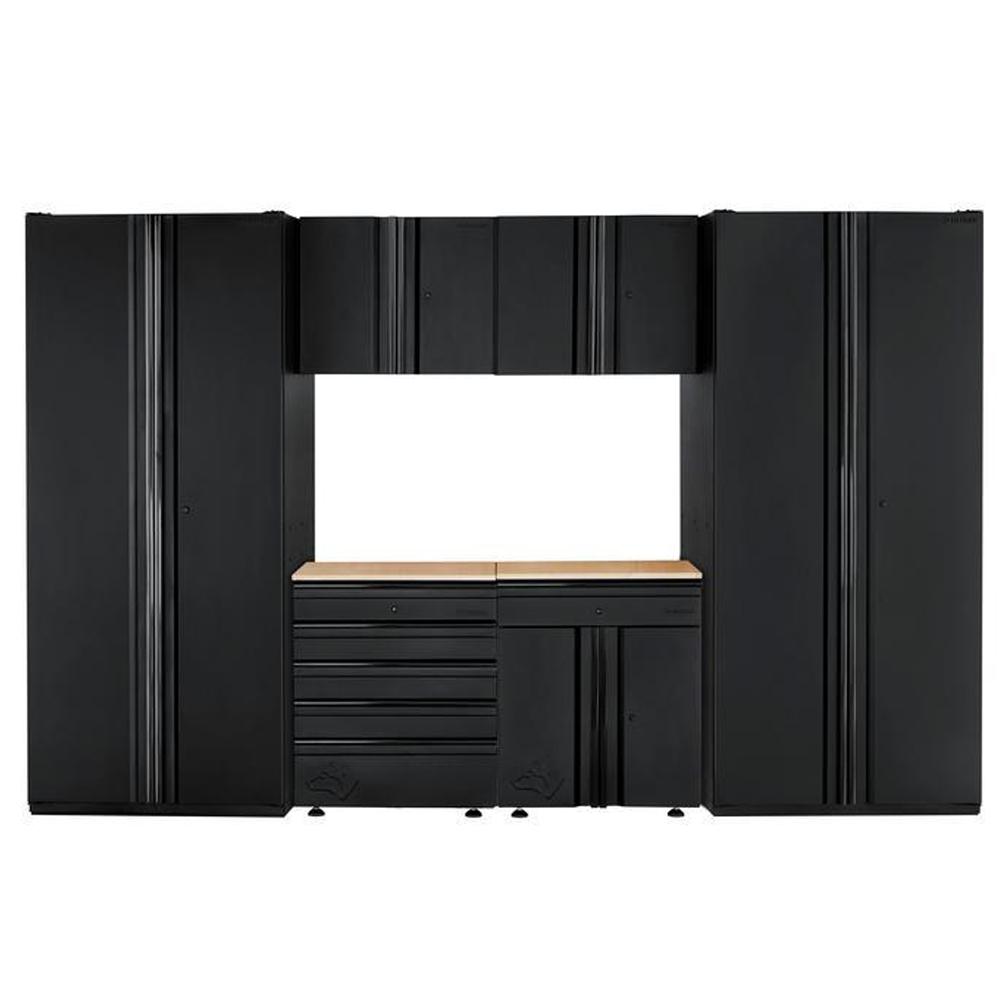 Husky 145 in. W x 98 in. H x 24 in. D Steel Garage Set in Black