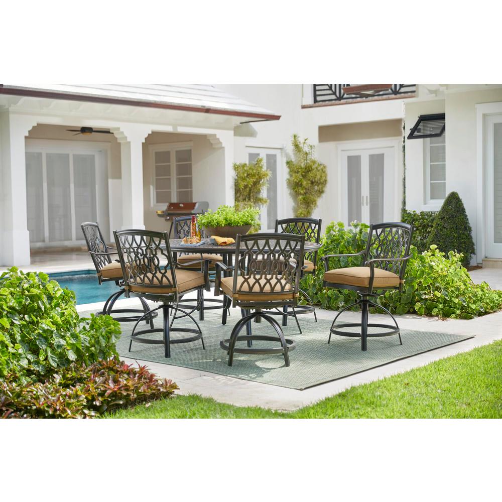 Hampton Bay Ridge Falls 7Piece Aluminum Outdoor High Dining Set with