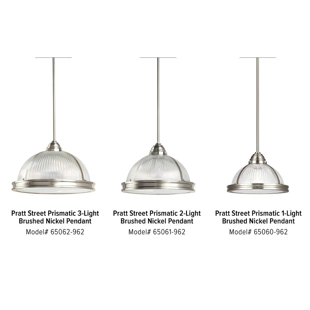 Sea Gull Lighting Pratt Street Prismatic 2 Light Brushed Nickel Sea Gull Lighting Pratt Street