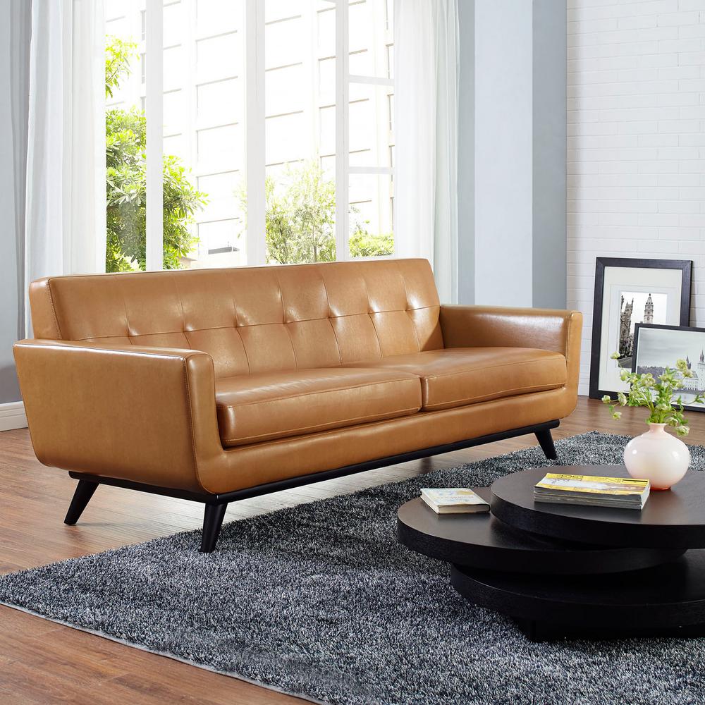 Modway Engage Tan Bonded Leather Sofa Eei 1338 The
