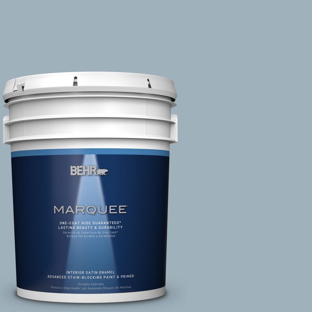 BEHR MARQUEE 5 Gal. #MQ5-59 Ovation One-Coat Hide Satin Enamel Interior ...