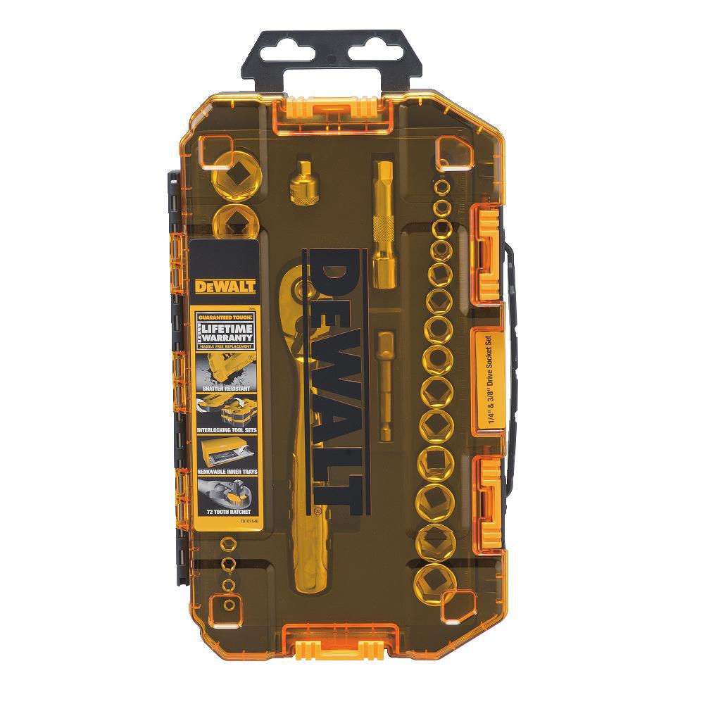 DEWALT DWMT73804 Drive Socket Ratchet Set with Carrying Case 34 Piece for sale online
