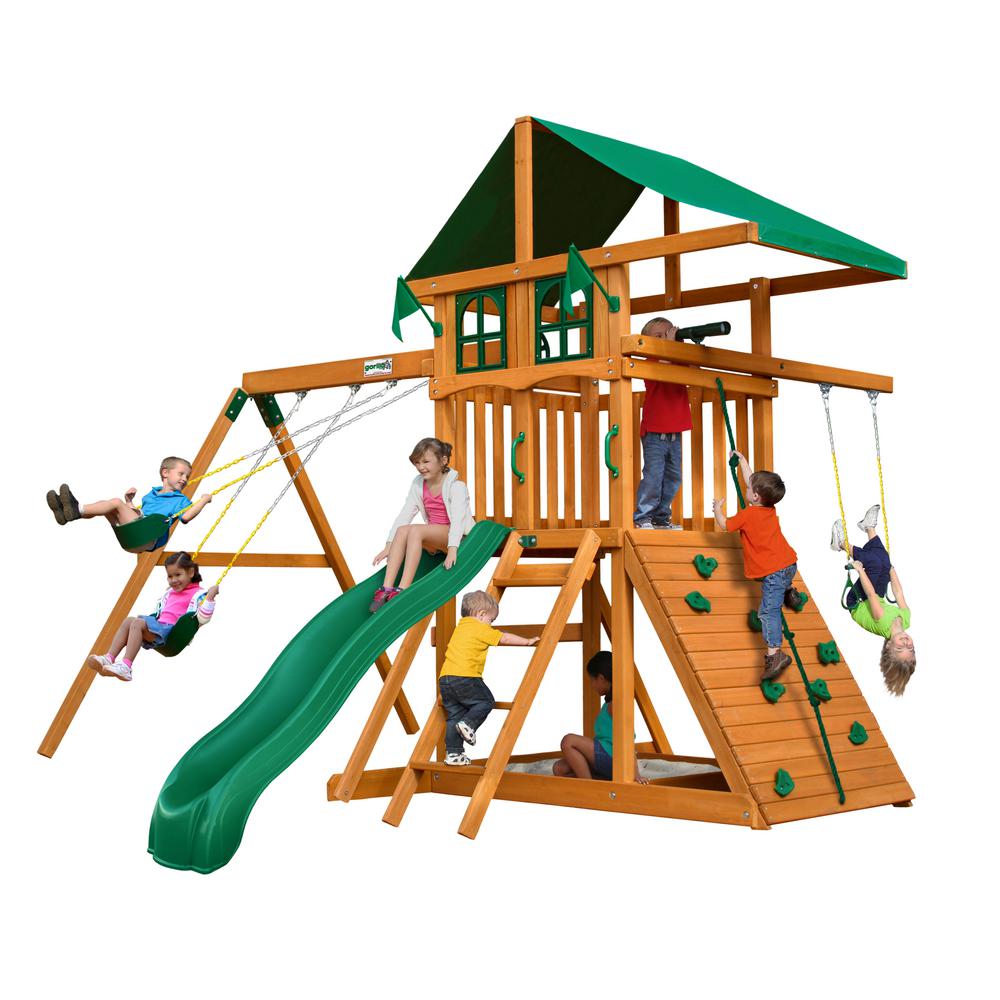 Climbing Rope Playsets Playground Sets Equipment The Home Depot Outing Iii Deluxe Cedar Swing Set