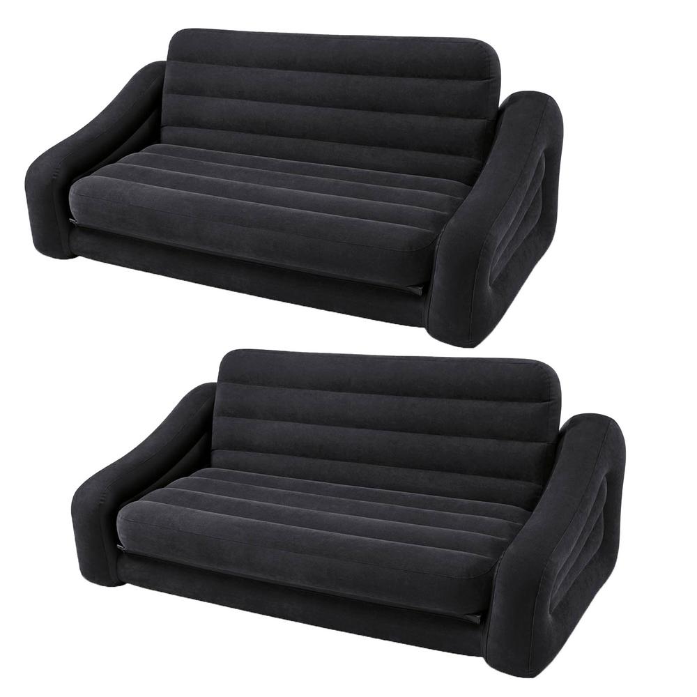 Intex Queen Size Dark Gray Inflatable Pull Out Futon Sofa Couch