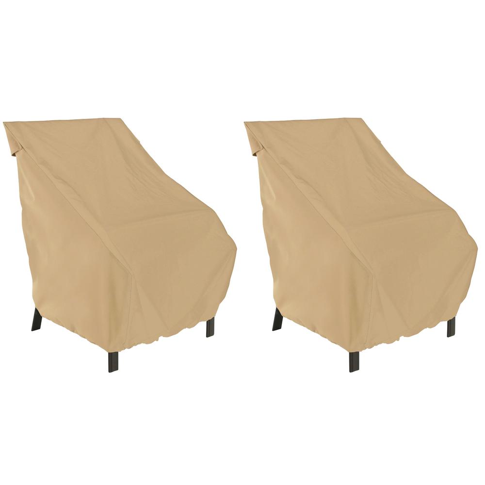 Classic Accessories Terrazzo 27 In L X 28 5 In W X 35 In H Sand High Back Patio Chair Cover 2 Pack