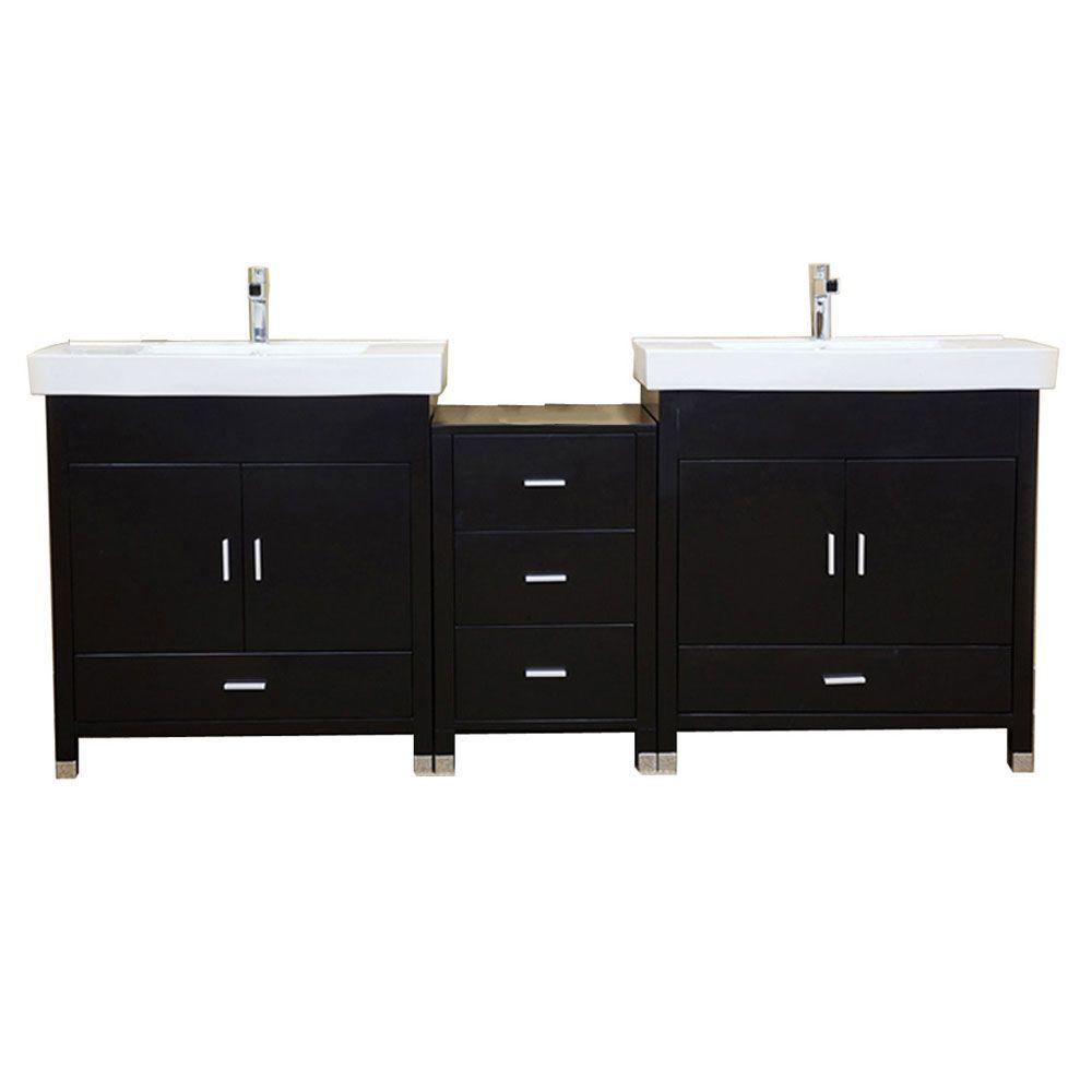 Bellaterra Home Odessa D 81 In W Double Vanity Black With W Double Vanity In Black With Porcelain Top