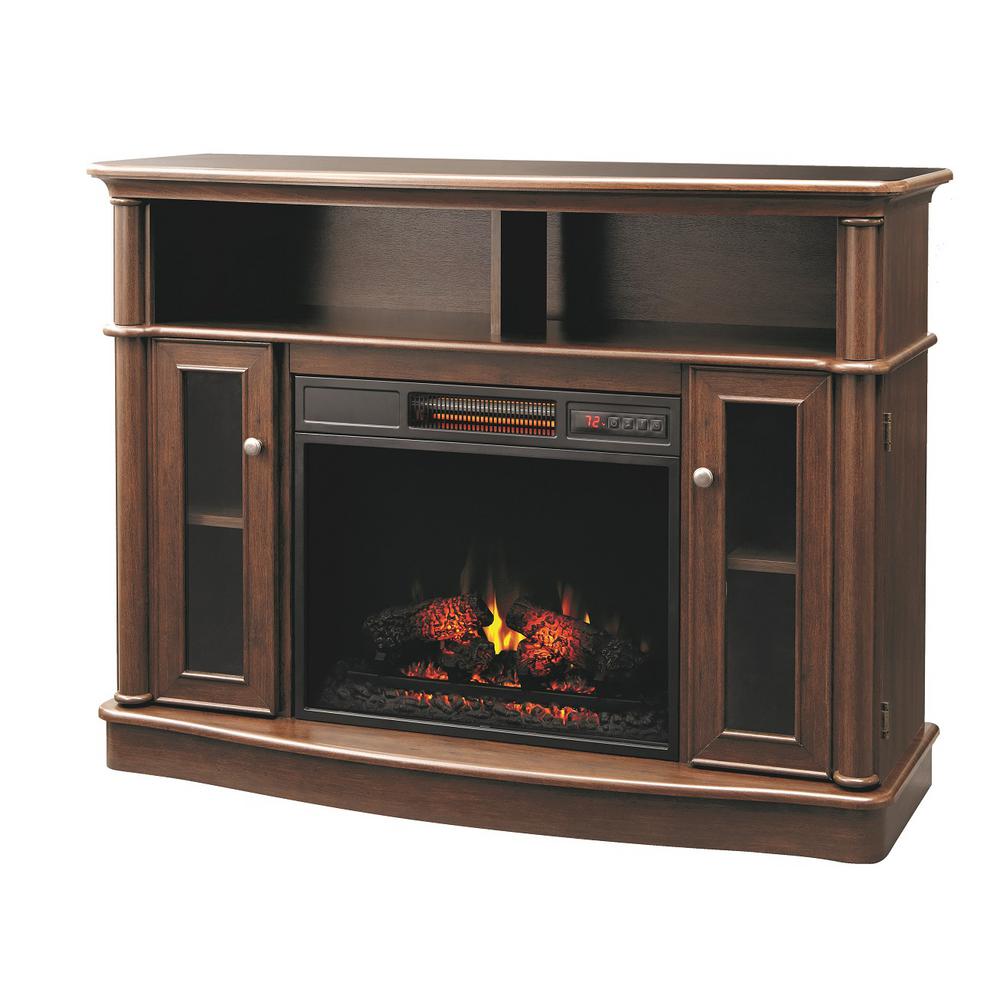 Home Decorators Collection Tolleson 48 In Media Console Infrared Media Console Infrared Bow Front Electric Fireplace In Mocha