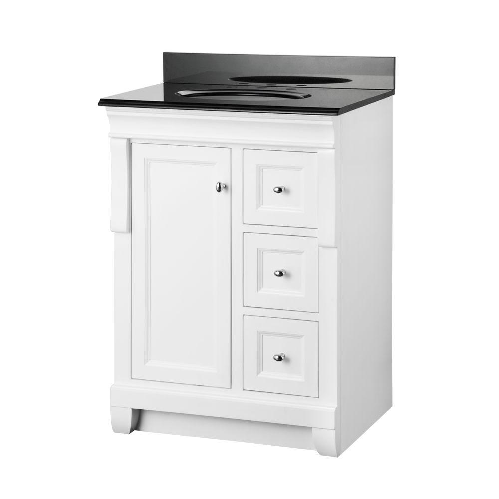 19 In Bathroom Vanities With Tops The Home Depot Exclusive Home Decorators Collection Naples 25 In W X 19 D Bath Vanity White And Black Granite Top 4 Piece